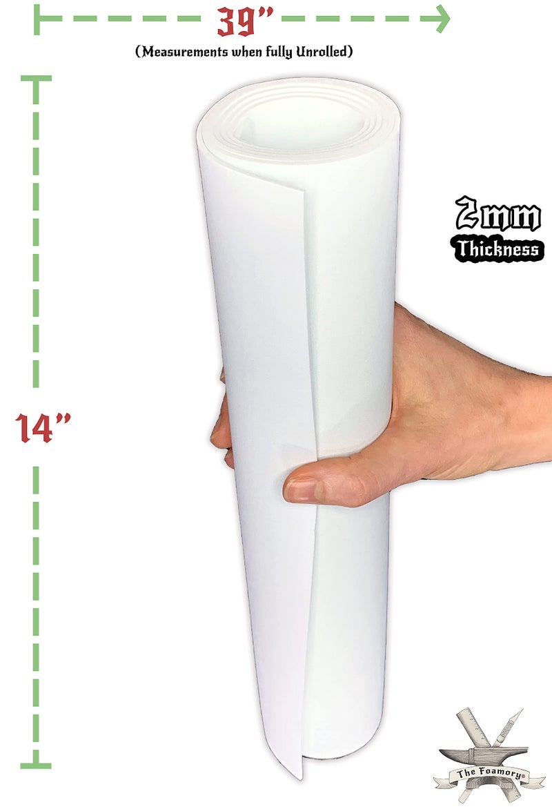 The Foamory EVA Foam Cosplay - (2mm to 10mm) - Black or White - 14"" x 39"" Sheet - Ultra High Density 85 kg/m3 - by The Foamory (White, 2mm - Thickness) - Image 4